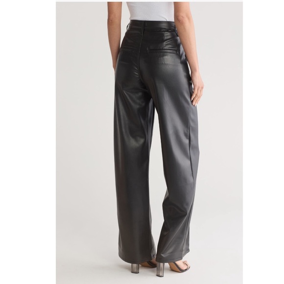 MOTHER Black High Waist Pintuck Spinner Faux Leather Pants Size 32 - Picture 2 of 3